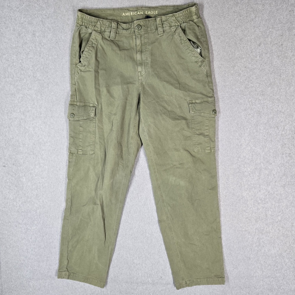 American Eagle Outfitters Women Pants 12 Green Cargo 30" Inseam Outdoor READ